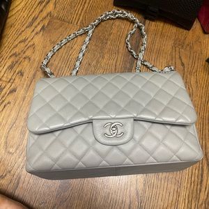 Chanel Grey caviar jumbo SHW